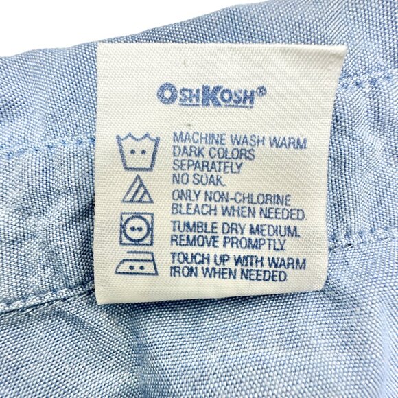 OshKosh Bgosh Shirt Boys 4 Blue Short Sleeve Button Up (missing 1 button) - Picture 6 of 6